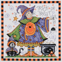 Design Works Counted Cross Stitch Kit 8&quot;X8&quot;-Trick Or Treat (14 Count) - £17.09 GBP