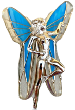 Fairy Nymph 3D Suncatcher Stained Glass Blue Angel Figurine Butterfly Hanging - £75.32 GBP