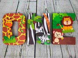 One Letter Sign Jungle Animals First Birthday Decorations Paper Number - £22.76 GBP