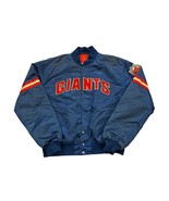 Vintage 1980&#39;s Starter New York Giants NFL Satin Bomber Jacket Blue Men&#39;... - $126.38 CAD