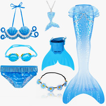 Kids Swimmable Mermaid Tail Swimming Bathing Suit Girls Dress Birthday G... - $36.99
