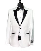 Couture 1910 Stretch 1 Button White Peak Lapel Tuxedo Jacket Only Slim Fit - £177.25 GBP