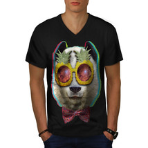 Panda Space Glasses Funny Shirt Tropic Bear Men V-Neck T-shirt - £10.41 GBP