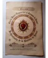 Antique Litograph Sacred Heart of Jesus archconfraternity Christianity R... - $95.99 CAD