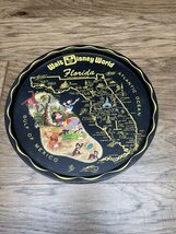 Vintage 1970s Walt Disney World Florida Map Souvenir 10” Black Metal Tra... - $9.89