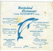  Marineland of the Pacific  Restaurant Napkin / Junior Seafarers Menu California - £23.62 GBP