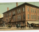 Masonic Temple Rochester Minnesota Postcard 1900&#39;s Horse &amp; Buggy - £14.00 GBP