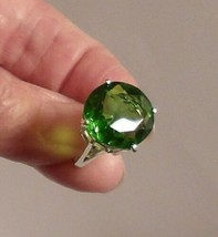 Creato IN Laboratorio Taglio Rotondo 6 KT Verde Smeraldo Anello 925 Argento per - £43.36 GBP
