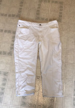 Eddie Bauer White Denim Capri Curvy Crop Pants Size 10 Flat Front - $31.18