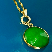 BAi Burmese Jade &amp; Gold 18k GF  Necklace - £67.11 GBP