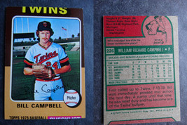1975 Topps Mini #226 Bill Campbell Twins Miscut Error Oddball Baseball Card - $4.99