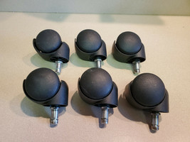 Service Caster Corp. Set of 6 Black Hard Plastic w/Metal Stem Chair Casters - £9.32 GBP