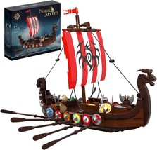 Viking Longship Model Building Blocks Set MOC Long Ship Boat Brick Toys 463pcs  - £32.31 GBP+
