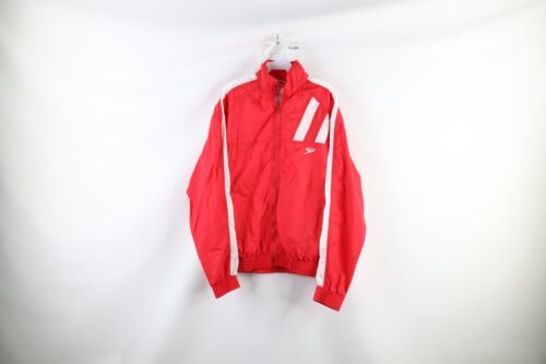 Vtg 90s Speedo Mens Small Spell Out Lined Full Zip Windbreaker Jacket Re... - $34.60