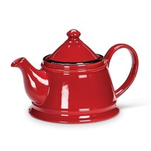 Red Teapot Enamel Look Stoneware 32 oz 9&quot; Long Refined Rustic Charm Vint... - $38.60