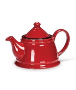 Red Teapot Enamel Look Stoneware 32 oz 9&quot; Long Refined Rustic Charm Vint... - £30.36 GBP