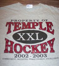 Vintage Property Of Temple University HOCKEY T-SHIRT MENS LARGE Gray 200... - $368.69 MXN