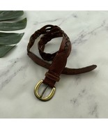 Dockers Womens Vintage 90s Braided Leather Belt Size L Brown Woven - $31.12 CAD