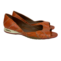 Cole Haan NikeAir Wedge Sandals Womens 8 Orange Leather Open Toe Slip On Shoes - £23.96 GBP