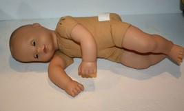 Pottery Barn Kids GOTZ Baby Doll 16&quot; Tan Cloth Body Vinyl Brown Sleep Eyes 140 - £22.79 GBP