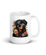 Rottweiler Dog Floral Art White glossy mug - £14.05 GBP