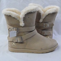 Airwalk Nia  Boots Women’s 11  Faux Fur Lined Suede Cozy Winter Tan Buckles - £30.05 GBP