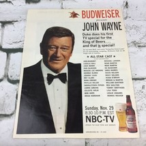VTG 1970 Budweiser Presents John Wayne Advertising Art Print Ad The Duke - $9.89