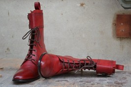Bespoke Handmade Men&#39;s Burgundy Color Genuine Calf Leather Double Buckle... - £235.51 GBP