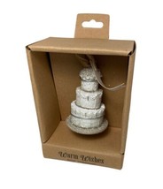 Demdaco  Warm Wishes Mini White Wedding Cake Ornament Silver 2.5 in Gift Boxed - £7.79 GBP
