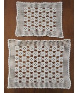 SET OF 2 VINTAGE HAND CROCHET DOILIES  RECTANGULAR 1940&#39;S FROM A SMOKE F... - $9.89