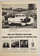 1957 Print Ad Champion Spark Plugs Farm Pickup Truck &amp; Tractor Plows Field - $18.79