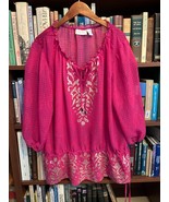 Chicos adorable pink and gold elastic waist sheer blouse top size 3 (16) - £14.05 GBP