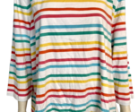 Talbots Plus Colorful Striped 3/4 Sleeve Boat Neck T-Shirt Sz 3X NWT - $37.99