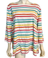 Talbots Plus Colorful Striped 3/4 Sleeve Boat Neck T-Shirt Sz 3X NWT - €32,38 EUR
