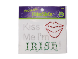 Dritz Iron-On Rhinestuds Applique - New - Kiss Me I&#39;m Irish - £0.78 GBP