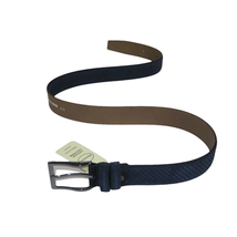 Men Genuine Basket weave Suede Soft Leather Belt PIERO ROSSI Turkey # 1002 Navy image 5
