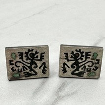 Vintage Alpaca Mexico Sterling Silver 925 Signed Turquoise Monkey Cufflinks - £23.73 GBP