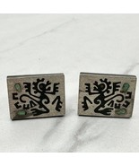 Vintage Alpaca Mexico Sterling Silver 925 Signed Turquoise Monkey Cufflinks - £23.45 GBP