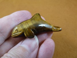 Y-WHA-KI-567) little baby brown KILLER WHALE ORCA gemstone figurine whal... - $18.69