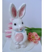 Adorable Vintage Easter Bunny w Pink Easter Egg Figurine 6 1/2&quot; Tall PR ... - $10.00