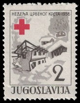 1956 YUGOSLAVIA Stamp - Revenue / Tax, Red Cross, 2Din F12 - £1.15 GBP