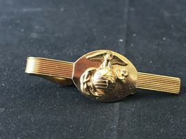Vtg USMC Marine Corps Military Tie Bar Gold Tone Tie Clasp EGA Insignia - £15.95 GBP