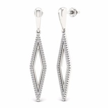 S925 Sterling Silver 0.33Ct Natural Diamond  Dangle Earrings - £184.97 GBP