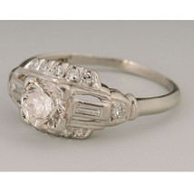 3/4 CT Moissanite Art Déco 14K Plaqué or Blanc Vintage Ancien Fiançailles Bague - £89.85 GBP