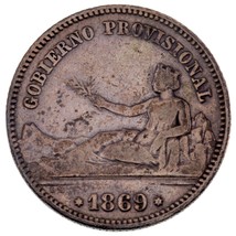 1869 Spanien (Gobierno Provisional) Peseta Silbermünze Km #652 - £39.43 GBP