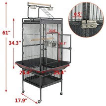 61" Large Bird Cage Parrot Chinchilla Finch Cage Cockatoo W/Rolling Stand Black - £140.67 GBP