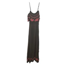 FRANCESCA&#39;S MIAMI OLIVE GREEN CORAL EMBROIDERED MAXI OFF THE SHOULDER DR... - $9.82