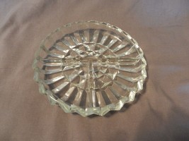 Vintage Glass Divided Relish Bowl scalloped edges, Diamond Center (M) - £31.79 GBP