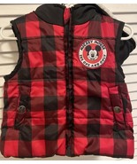 Disney Toddler 12 M Vest Jacket W Mickey Ears Hoodie Black &amp; Red Check Z... - $320.46 MXN