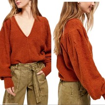 NWT Free People Reverie V-Neck Sweater Size XS in Rust Orange - £43.64 GBP